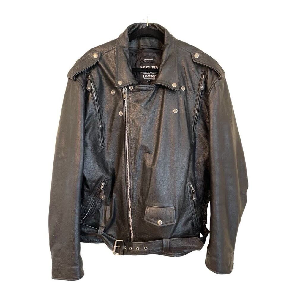Vintage Big B’s Leather Motorcycle Jacket Gadsden Patch 2XL